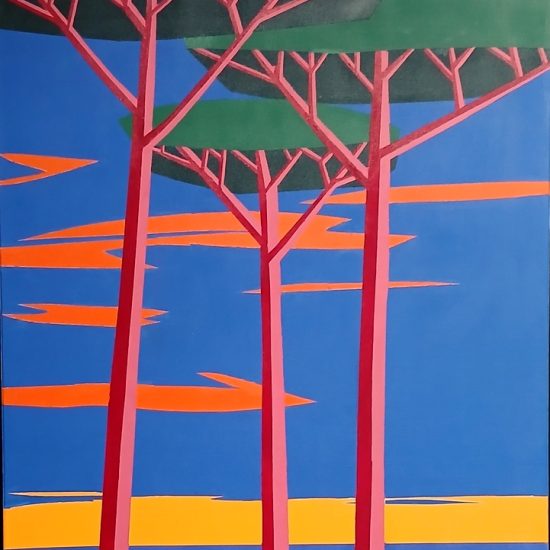 Les pins maritimes au soleil couchant 92x65